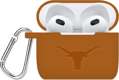 Vista 5 de AFFINITY BANDS Texas Longhorns - Funda de silicona grabada compatible con Apple AirPods Gen 1 y 2 (naranja quemado)