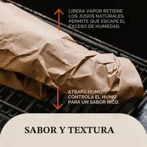 Vista 4 de Rollo de papel de carnicero marrón para ahumar carne, papel de envoltorio de grado alimenticio para barbacoa de color melocotón, sin cera, sin