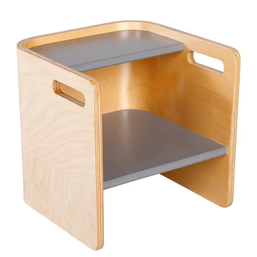 Vista 13 de ECR4Kids Silla cúbica multiusos de madera curvada, muebles para niños, natural