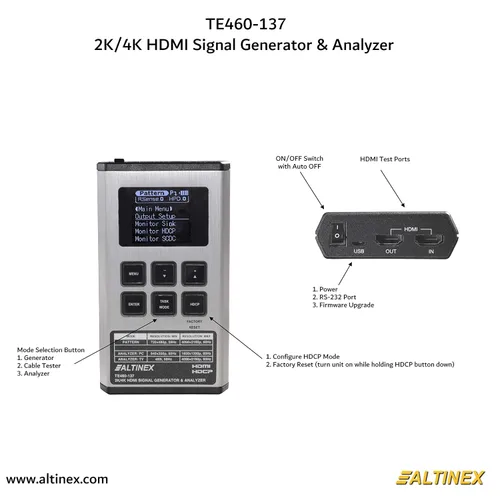 Vista 3 de Generador de señal HDMI 2K/4K, analizador y probador de cables