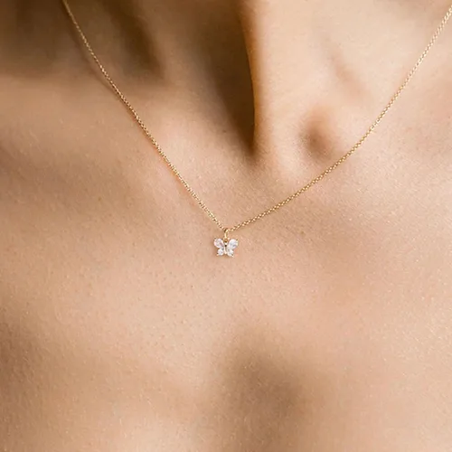 Vista 3 de Dainty Necklace for Women, 14K Gold Plated Elephant Bee Cat Dog Bear Necklace Cute Necklaces Simple Gold Necklace