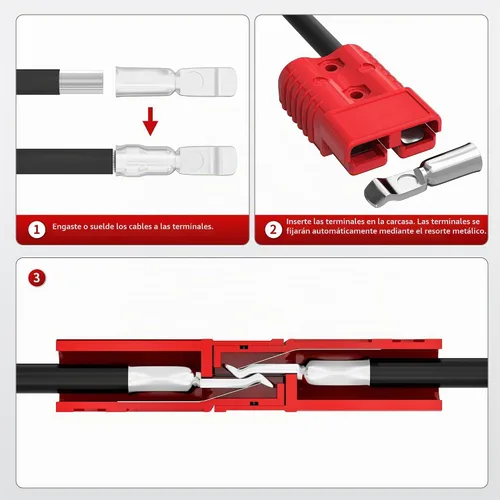 Vista 5 de RVBOATPAT Conector de desconexión rápida de batería 175A, batería de 12 V, conector de cable de conexión rápida 1/0 AWG para carretilla elevadora