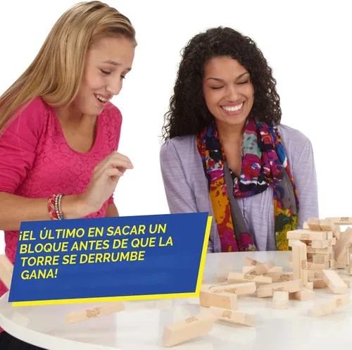 Vista 6 de Hasbro Gaming Jenga Game El juego original de bloques de madera con bloques de madera auténtica Torre apilable A partir de 6 años 1 o más