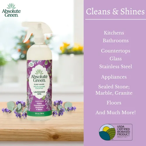 Vista 4 de Absolute Green Spray limpiador multiusos, no tóxico, cocina, baño, encimera, vidrio, inoxidable, seguro para niños y mascotas, aroma natural
