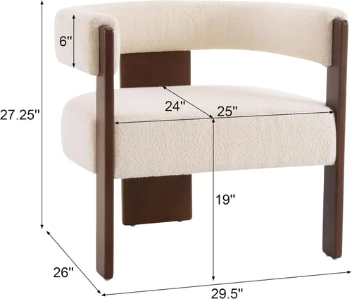 Vista 2 de Christopher Knight Home Nettie - Silla decorativa moderna para sala de estar, sofá individual de tela Boucle con marco de madera, cómoda silla