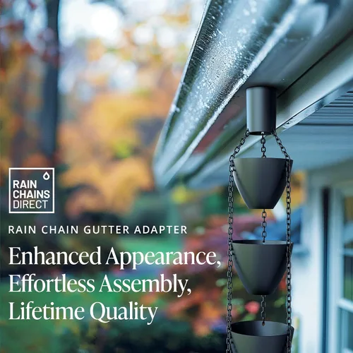 Vista 7 de Rain Chains Direct - Adaptador/Instalador de Canalones de Cadena de Lluvia en Aluminio con Revestimiento de Pintura Electrostática Negra Cobre