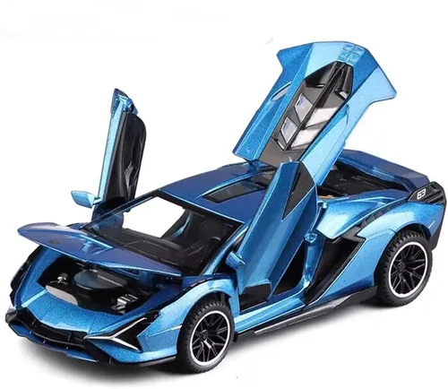 Vista 9 de Coche de Juguete Lambo Sian FKP3 Modelo de Coche Fundido con Luces y Sonido, Coche de Juguete con tracción trasera para niños de 3, 4, 5, 6 + años