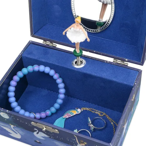 Vista 8 de Jewelkeeper Caja de almacenamiento de joyería musical para niña con bailarina giratoria, 6 x 4.65 x 3.5 pulgadas, paquete de diseño de purpurina
