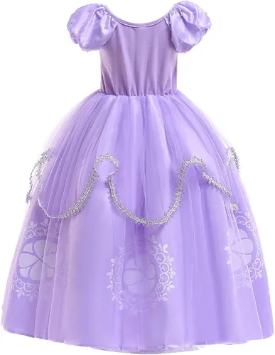 Vista 4 de HIHCBF Rapunzel - Disfraz de princesa Sofía para niñas cumpleaños Navidad Halloween cosplay carnaval elegante con guantes y accesorios
