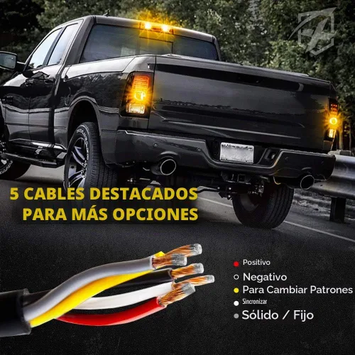 Vista 5 de Xprite Kit de luces estroboscópicas LED ámbar con 14 patrones de destello, montaje en superficie, faro trasero, parrilla intermitente