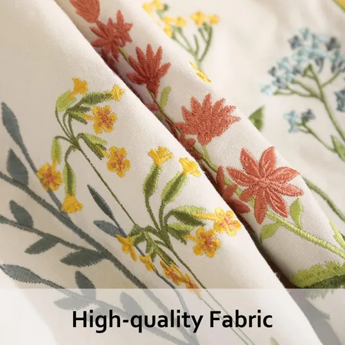 Vista 4 de Juego de 2 fundas de almohada bordadas de 16 x 16 pulgadas, diseño vintage de pájaros con flores, fundas de almohada de granja para almohada, fundas