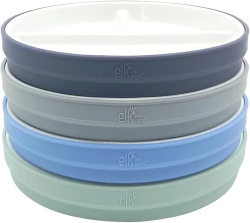 Vista 21 de Elk and Friends platos para niños de porcelana divididos de 6.7" con fundas de silicona Adecuados para bebés/niños/niños pequeños Apto