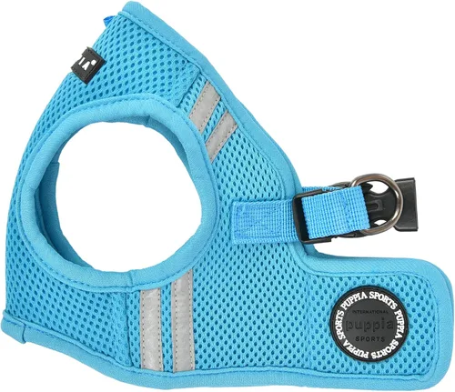 Vista 6 de Puppia Arnés suave para perro, sin estrangulamiento, reflectante, triple capa, malla transpirable para perros pequeños y medianos, verde, S