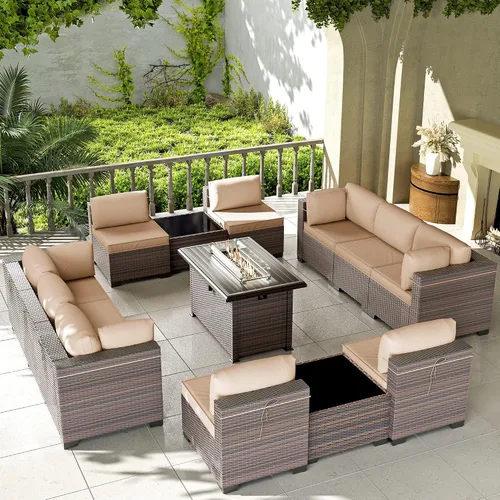 Vista 53 de Kullavik - Juego de muebles para exterior de 6 piezas con sofá modular de ratán de polietileno, color negro