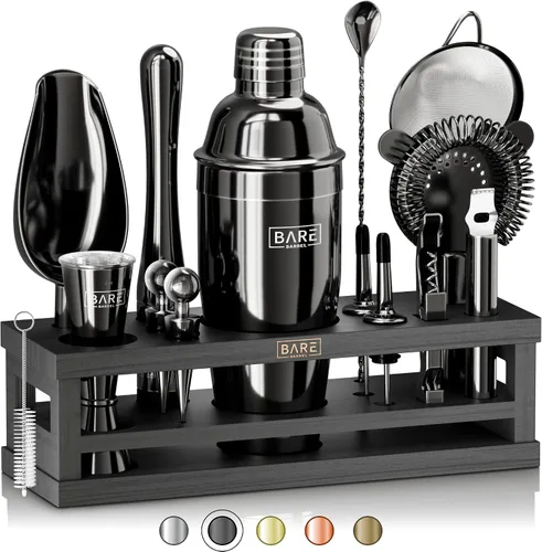 Vista 10 de BARE BARREL® Mixology Bartender Kit Bar Set Juego de coctelera de 16 piezas Herramientas de mezcla de Martini Barware para el hogar Incluye 35