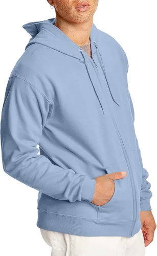 Vista 3 de Hanes - Sudadera EcoSmart con capucha y cremallera frontal hecha de una mezcla de algodón y vellón, de peso medio, para hombres