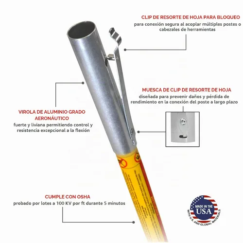 Vista 5 de Jameson FG-6 Serie FG-6 - Poste de extensión de fibra de vidrio de 6 pies para sierra de poste o cabeza de podadora