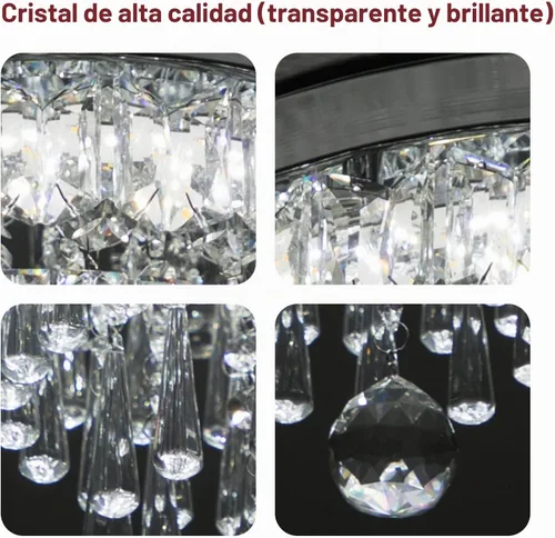 Vista 5 de CLAIRDAI Lámpara de araña moderna de cristal redonda LED, luminarias de luz de techo de cristal, lámpara de araña de montaje empotrado, lámpara