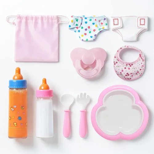 Vista 12 de SCOM Accesorios para biberones de muñeca de bebé, 6 piezas, juguetes de biberón, leche mágica que desaparece y jugo, juego de simulación