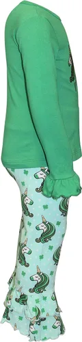 Vista 5 de Unique Baby Girls 2pc Matching Outfit For Every Holiday Ruffled Long Sleeve Legging Sets 2