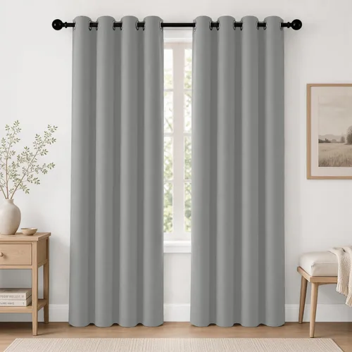 Vista 21 de Cortinas de oscurecimiento de habitación de 84 pulgadas de largo para dormitorio, sala de estar, cortinas térmicas aislantes con ojales