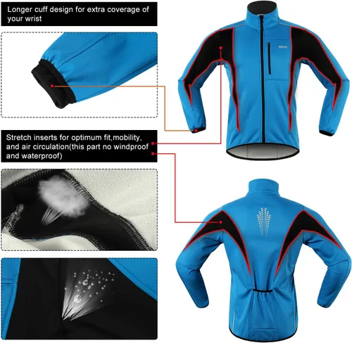 Vista 6 de Chaqueta térmica para ciclismo (tejido Softshell, resistente al viento, impermeable, 15K) de ARSUXEO