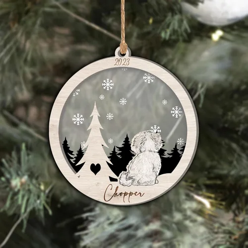 Vista 319 de Nazenti Adorno de Navidad conmemorativo personalizado, regalo personalizado de recuerdo de perro, condolencias por pérdida de mascotas, sabueso