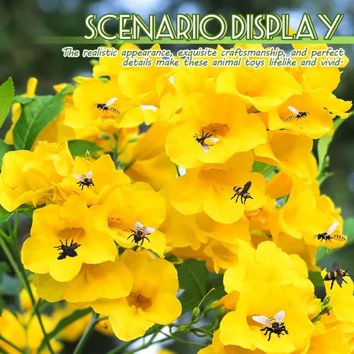 Vista 4 de RoundFunny Juego de 20 figuras de abeja de miel realistas, varios modelos de abejas, abejas falsas, colección educativa temprana de criaturas