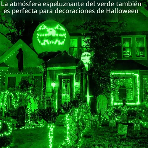 Vista 8 de HISHINY Red de luces de Navidad para exteriores, cable verde de 100 luces LED de 5 x 5 pies, cadena de luces de malla conectable para Navidad