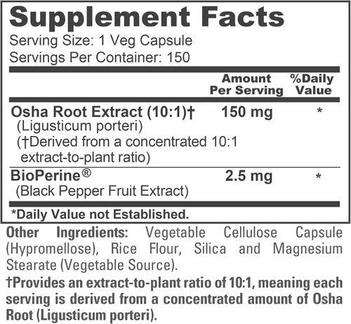 Vista 4 de NusaPure Cápsulas de raíz OSHA, 1500 mg, 150 cápsulas vegetales (sin OMG, veganas)