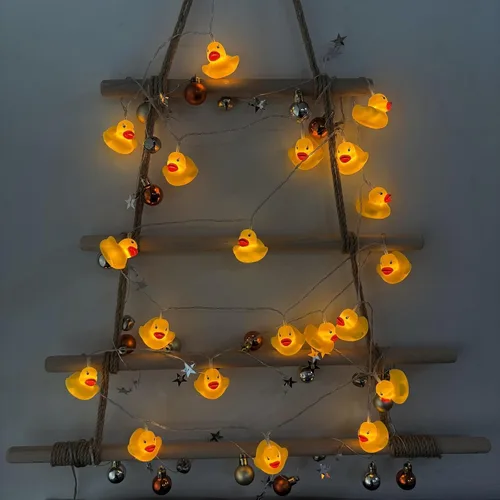 Vista 9 de Linda cadena de luces de pato para interiores, funciona con pilas, luces de decoración de pato blanco cálido amarillo para el hogar, dormitorio