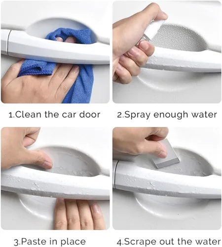 Vista 10 de 10 piezas de películas protectoras universales transparentes de TPU para manijas de puerta de coche, adhesivo protector para puerta de coche
