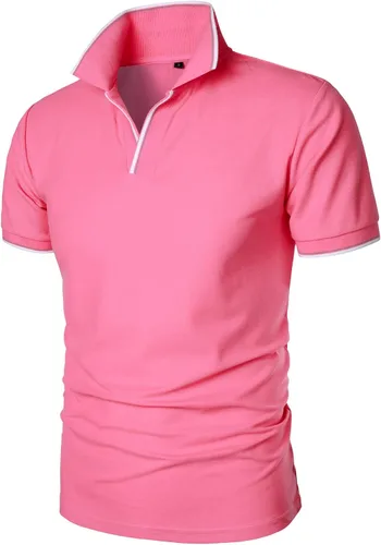 Vista 2 de HOOD CREW Polo para hombre, diseño básico, informal, con cuello en V