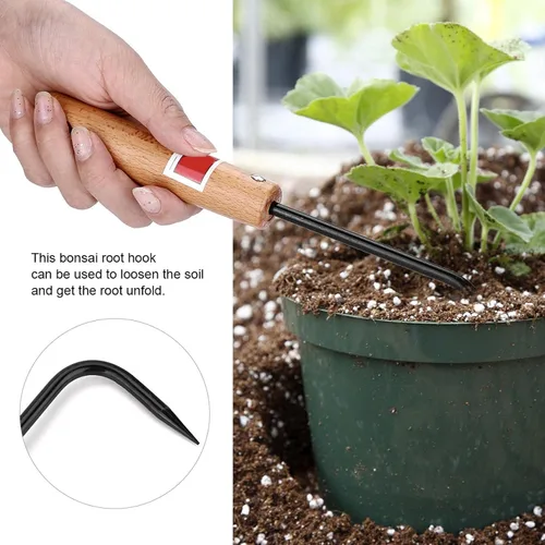 Vista 4 de Escardadora, herramienta de deshierbe de jardín de metal con mango de madera, mini extractor de malezas cultivador para excavar bordes plantación