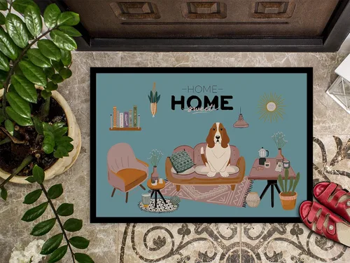 Vista 3 de Caroline's Treasures CK7866JMAT Basset Hound Sweet Home - Tapete para puerta delantera, 24 x 36 pulgadas, para interiores y exteriores