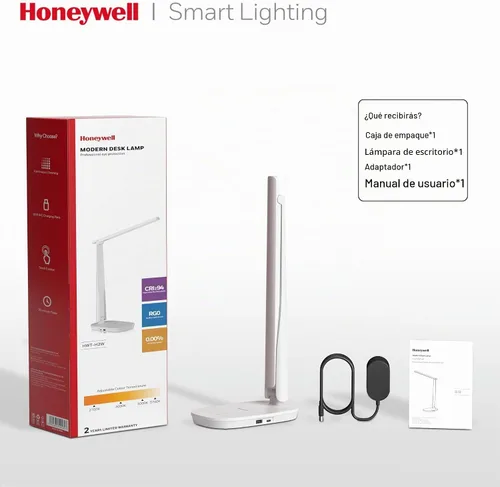 Vista 7 de Honeywell Lámpara LED de escritorio - HWT-H2 Sunturalux™ Lámpara de escritorio plegable para cuidar los ojos con puerto de carga USB A+C de doble
