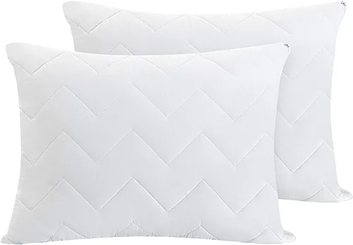 Vista 2 de Waterguard Protector de almohada acolchado, resistente al agua y a prueba de chinches de cama tamaño Queen con cremallera, fundas de almohada