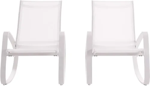 Vista 5 de Modway EEI-3180-WHI-WHI-SET - Juego de 2 sillas mecedoras de malla para patio al aire libre, color blanco