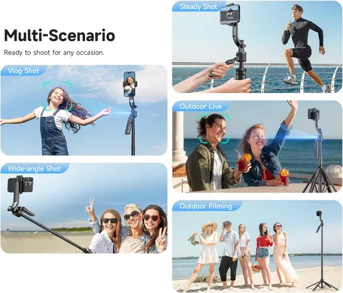 Vista 6 de Andoer Trípode de seguimiento automático de cara de 64 pulgadas con soporte, trípode de seguimiento de rotación de 360° con control remoto y control