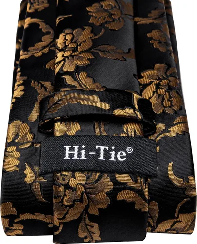 Vista 236 de Hi-Tie Corbata clásica de cachemira para hombre con pañuelo y gemelos a cuadros