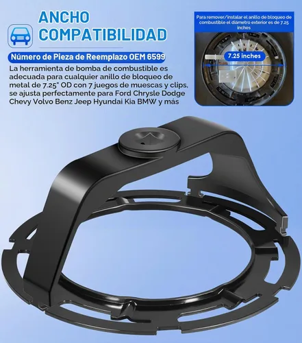 Vista 3 de Herramienta de anillo de bloqueo de tanque de combustible, remitentes de bomba de combustible, herramienta de instalación para Chrsyler Dodge Ford