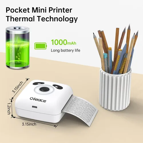 Vista 7 de Impresora térmica portátil TP6S para iPhone y teléfono Android, 300 DPI inalámbrica Bluetooth pequeña impresora térmica sin tinta para fotos