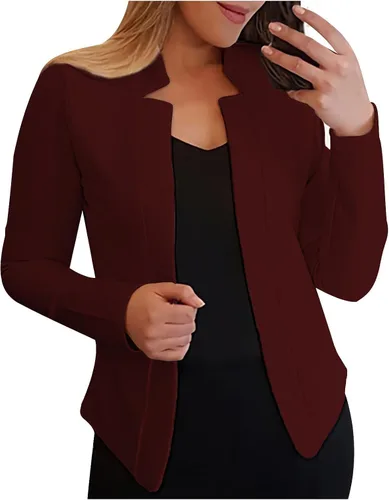 Vista 23 de Chaquetas tipo blazer para mujer, chaqueta de cárdigan de moda con frente abierto, chaqueta casual de manga larga para el trabajo y la oficina