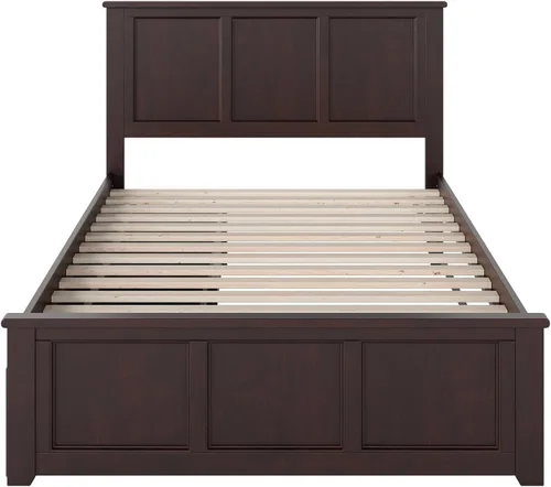 Vista 6 de AFI, Madison - Cama de plataforma de almacenamiento matrimonial con estribo a juego, color espresso