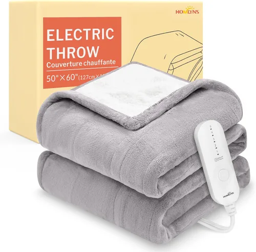 Vista 21 de HOMLYNS LuxeHeat - Manta térmica eléctrica tamaño King, manta térmica de franela suave Sherpa con 10 ajustes de calor, temporizador de 1 a 10 horas