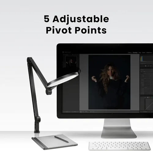 Vista 2 de LUME CUBE Edge 2.0 - Lámpara de escritorio LED Luz de escritorio regulable para oficina en casa con puerto de carga USB y brazo oscilante fuerte