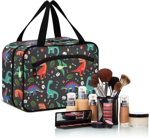 Vista 6 de CHIFIGNO Hanging Travel Toiletry Bag for Men Women Girls, Colorful Baby Dinosaur Cosmetic Case Large Travel Pouch Storage Bag for Shampoo