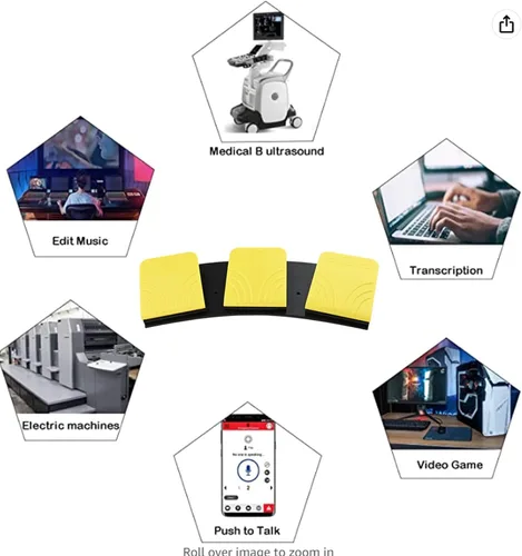 Vista 4 de Pedal de pie USB para juegos de PC, interruptor de pie de control óptico, teclado de mouse de mapa de computadora, tecla de combinación de teclas