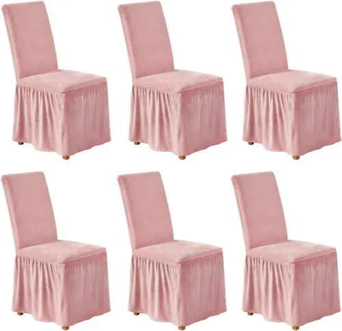 Vista 30 de NICEEC Fundas de silla de elastano para sillas de comedor, juego de 2 fundas de silla de comedor extraíbles con falda, fundas para sillas Parson