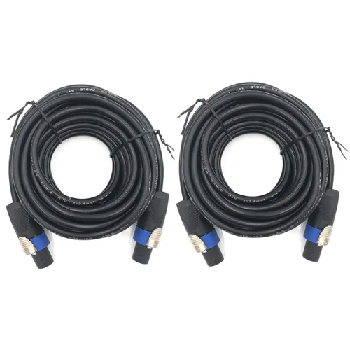 Vista 9 de Paquete de 2 cables Pro Speakon a Speakon de 15 pies, 12 AWG, 2 conductores de bloqueo giratorio
